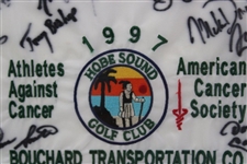 Namath, Carter, Snead & 25 others Signed 1997 Athletes Against Cancer Framed Flag JSA ALOA