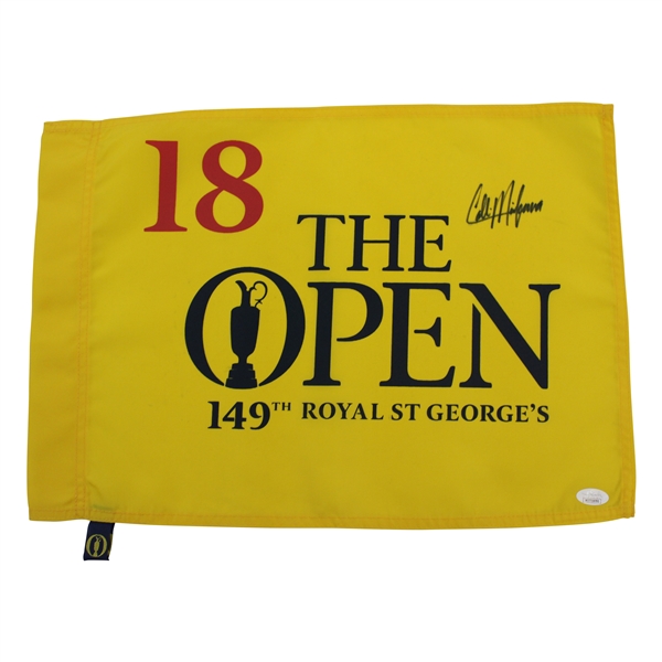 Collin Morikawa Signed 2021 Open Championship At Royal St. George Screen Flag JSA #WIT719701