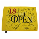 Nicklaus, Player, Mickelson, McIlroy & (18) OPEN Champs Signed Open Championship Flag JSA ALOA