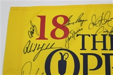 Nicklaus, Player, Mickelson, McIlroy & (18) OPEN Champs Signed Open Championship Flag JSA ALOA