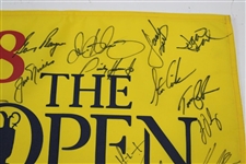 Nicklaus, Player, Mickelson, McIlroy & (18) OPEN Champs Signed Open Championship Flag JSA ALOA