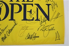 Nicklaus, Player, Mickelson, McIlroy & (18) OPEN Champs Signed Open Championship Flag JSA ALOA