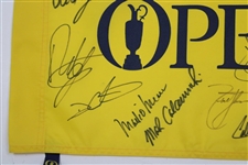 Nicklaus, Player, Mickelson, McIlroy & (18) OPEN Champs Signed Open Championship Flag JSA ALOA