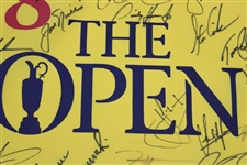 Nicklaus, Player, Mickelson, McIlroy & (18) OPEN Champs Signed Open Championship Flag JSA ALOA