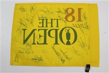 Nicklaus, Player, Mickelson, McIlroy & (18) OPEN Champs Signed Open Championship Flag JSA ALOA