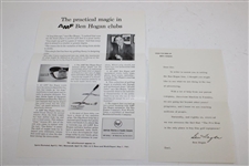 Ben Hogan Co. Mailing Of Latest Equipment with Note From Ben Hogan
