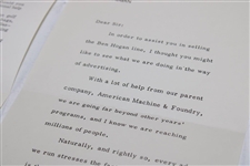 Ben Hogan Co. Mailing Of Latest Equipment with Note From Ben Hogan