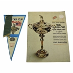 1965 Ryder Cup Souvenir Pennant Banner With Ribbons And Program