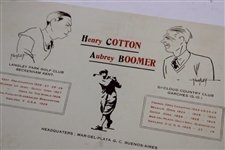 Unused Letterhead For Henry Cotton & Aubrey Boomer Golf Architecture Exhibition Matches & Golf Clubs