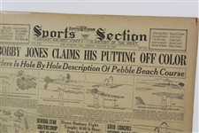 1929 Newspaper Sports Section Bobby Jones at Pebble Beach