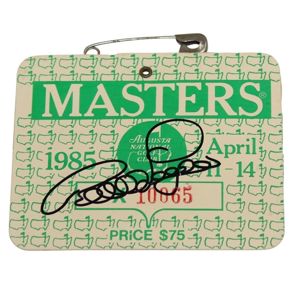 Bernhard Langer Signed 1985 Masters Tournament SERIES Badge #A10065 JSA ALOA