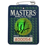 Fred Couples Signed 1992 Masters Tournament SERIES Badge #A00054 JSA ALOA