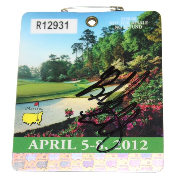 Bubba Watson Signed 2012 Masters Tournament SERIES Badge #R12931 JSA ALOA