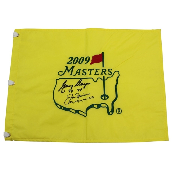 Jack Nicklaus & Gary Player Signed 2009 Masters Embroidered Flag w/Years Won JSA ALOA