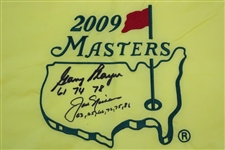 Jack Nicklaus & Gary Player Signed 2009 Masters Embroidered Flag w/Years Won JSA ALOA