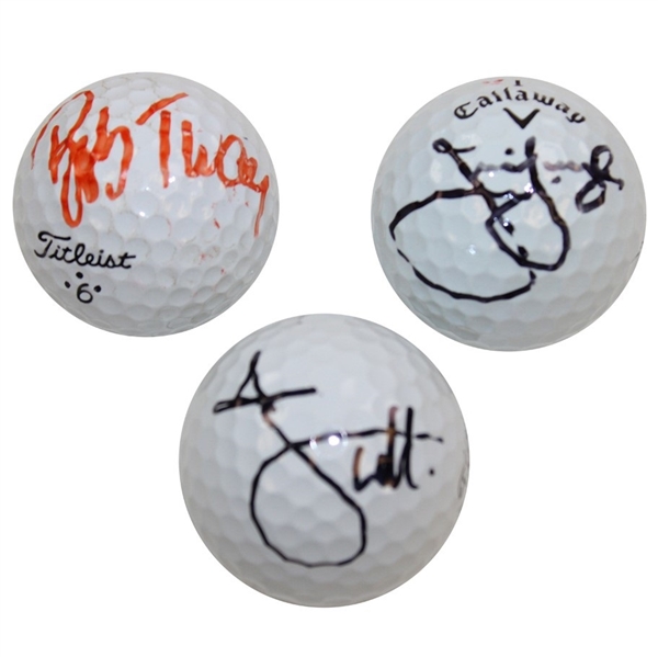 Adam Scott, Bob Tway & Jim Furyk Signed Personal Used Golf Balls JSA ALOA