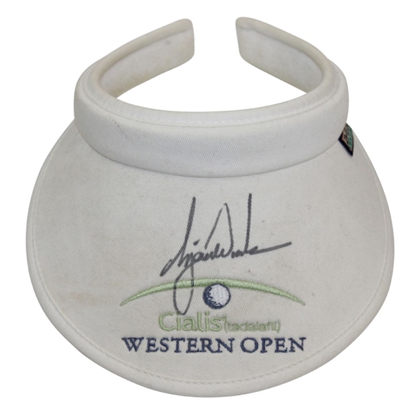 Tiger Woods Signed Cialis Western Open Visor JSA ALOA