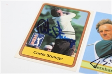 Tom Weiskopf, Curtis Strange, & Bernhard Langer Signed Golf Cards JSA ALOA
