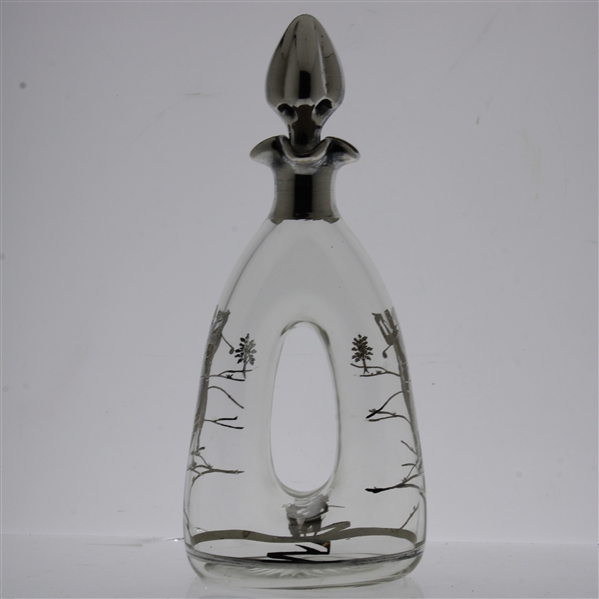 Sterling Silver Overlay Glass Whiskey Decanter