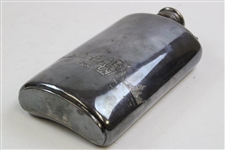 Large Silver Flask With Group of Golfers & Caddie on Green