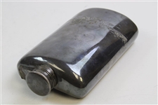 Large Silver Flask With Group of Golfers & Caddie on Green