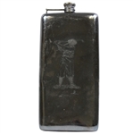 Large Silver Flask With Golfer In His Backswing 