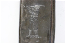 Large Silver Flask With Golfer In His Backswing 