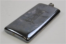 Large Silver Flask With Golfer In His Backswing 