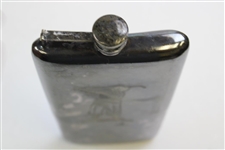 Large Silver Flask With Golfer In His Backswing 