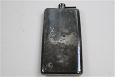 Large Silver Flask With Golfer In His Backswing 