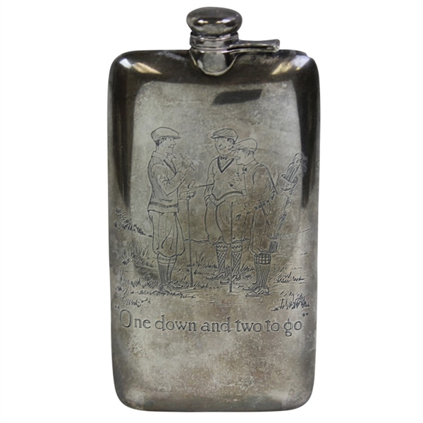 Classic One Down And Two To Go Silver Flask