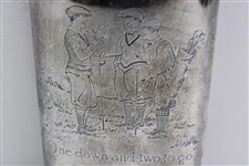 Classic 'One Down And Two To Go' Silver Flask