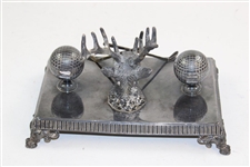 Silver Plated Deer Head with Crossed Golf Clubs & Golf Balls Desk Display