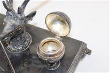 Silver Plated Deer Head with Crossed Golf Clubs & Golf Balls Desk Display