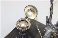 Silver Plated Deer Head with Crossed Golf Clubs & Golf Balls Desk Display