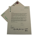 Gene Sarazen Signed Personal Letterhead to Rod Munday w/ Honorary Degree Content - 1979 JSA ALOA