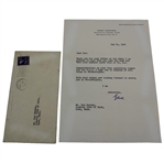 Gene Sarazen Signed Personal Letterhead to Rod Munday w/ Book & PGA in Philly Content - 1950 JSA ALOA