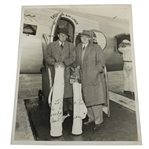 Paul Runyan Signed Standing w/Clubs Bag & Gentleman Outside Airplane Original Photo 