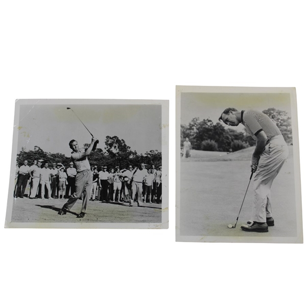 Two (2) Arnold Palmer Original B&W Photos - Post Swing & Putting 