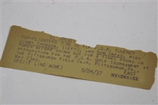Sam Snead 1937 PGA Championship at Pittsburgh Field Club w/Jimmy Thomson ACME Wire Photo