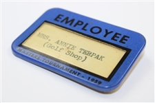 1959 Masters Tournament Employee Golf Shop Badge - Mrs. Annie Terpak