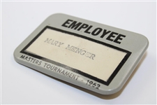 1962 Masters Tournament Employee Badge - Mary Menger