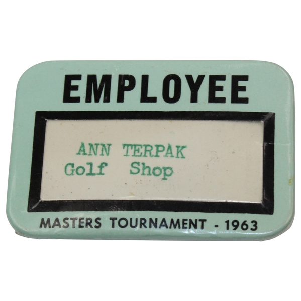 1963 Masters Tournament Employee Golf Shop Badge - Ann Terpak 