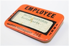 1967 Masters Tournament Employee Scoreboards Badge #286 - David Harrison
