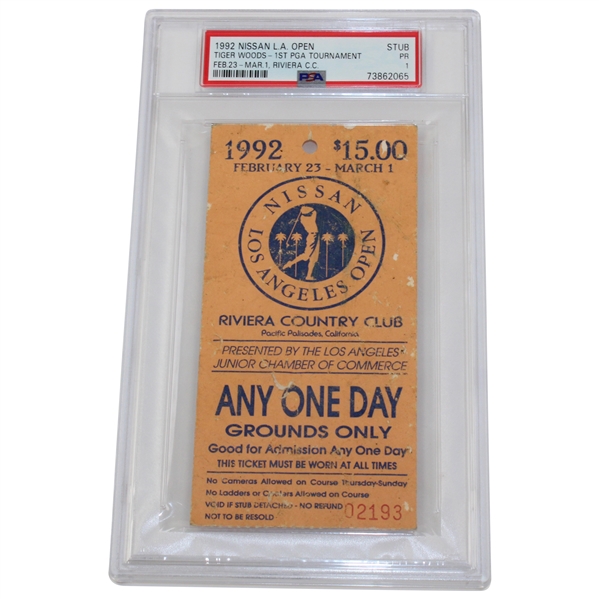 Tigers First PGA Tournament 1992 Nissan LA Open Grounds Ticket #02193 PSA 73862065