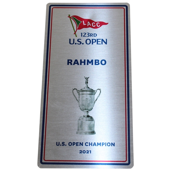 Jon Rahms 2023 US Open LACC Lockeroom 2021 US Open Champion RAHMBO Locker Plate