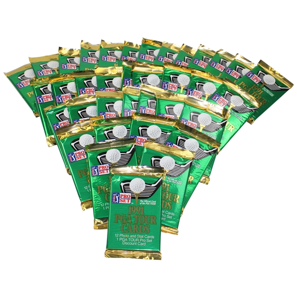 Full Box of Thirty-Six (36) Unopened 1991 PGA Tour Pro Set Golf Cards Packs - Daly Rookie Card?