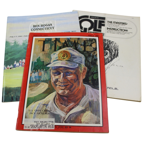 1962 Time w/Nicklaus, 1991 Ben Hogan Connecticut Open Program & 1972 Golf Magazine w/Bobby Jones