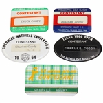 Five (5) Different Charles Coody Contestant Badges From 1960s PGA Tour Events