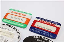 Five (5) Different Charles Coody Contestant Badges From 1960's PGA Tour Events